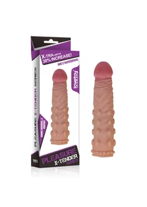 Bordázott hosszabbító péniszköpeny (+5 cm) Pleasure X-Tender Penis Sleeve Flesh 2