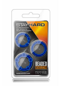 Stay hard beaded cockrings blue