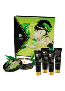 Shunga geisha - zöld teás síkosító, masszázsolaj és gyertya szett (5 részes) -
