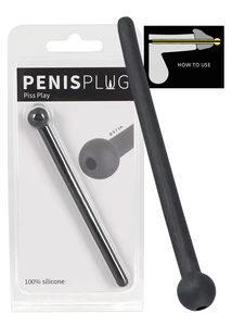 Üreges, szilikon húgycsőtágító fekete dildó fekete Dilator Piss Play