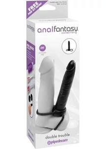 Felcsatolható análdildó férfiaknak Double Trouble Black