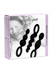 Satisfyer plugs 3 db-os dildó szett (fekete)