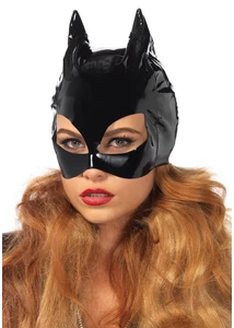Női fényes macska fejmaszk Vinyl Cat Woman Mask