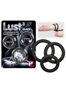 Lust 3 db-os péniszgyűrű szett - fekete