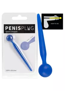 Dilator sperm stopper - gömbös, szilikon húgycsőtágító dildó (kék)