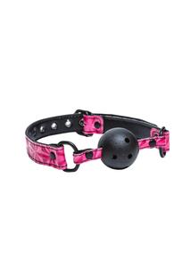 Sinful ball gag pink. légzőfuratos latex szájpecek rózsaszín 4 cm
