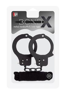 Bondx metal cuffs & love rope set black