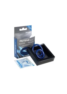 Potenzduo péniszgyűrű szett - kék - közepes