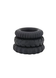Péniszgyűrű szett Titan 3 in 1 Silicone Rings Black