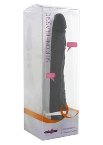 Szilikon vékony élethű vízálló vibrátor - 18 cm - fekete