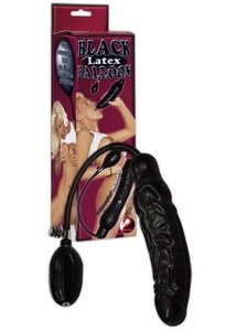 Black latex fekete, latex pumpálható dildó