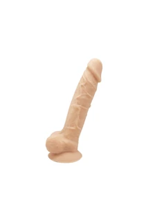 Hőre lágyuló prémium szilikon herés dildó Real Love Dildo 7 inch Flesh 17,7 cm