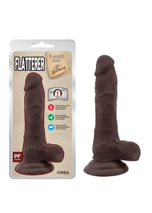 Tapadókorongos puha, herés műpénisz barna 18,6 cm