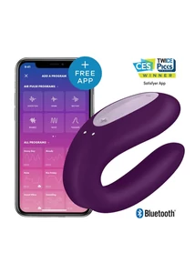 Párvibrátor csiklóizgató és hüvelyi izgatással lila Double Joy