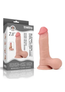 Csúszóbőrös dupla rétegű realisztikus nagy herés dildó 19,8 cm világos - 7.8'' Sliding Skin Dual Layer Dong Whole Testicle