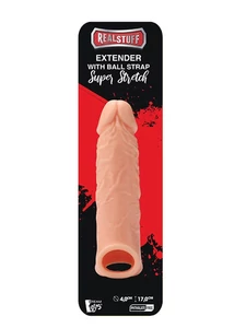Péniszhosszabbító toldás Realstuff extender with ball strap 17 cm