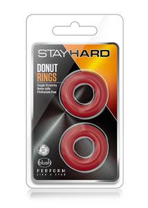Piros péniszgyűrűk Stay hard donut rings red