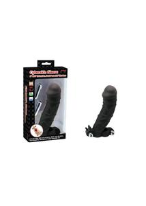 Pénisznagyobbító Charmly cyberskin extension sleeve dual powerful vibrators black