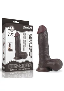 Dildó 20 cm-es sliding skin dual layer dong whole testicle
