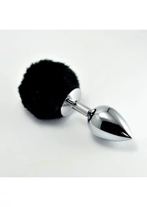 Fém análdugó pomponnal metal plug small fekete