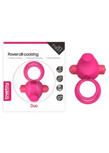 Péniszgyűrű vibráló Power clit duo silicone cockring pink