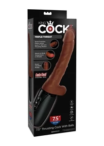 Toló lökő vibrátor barna 7.5" thrusting cock with balls