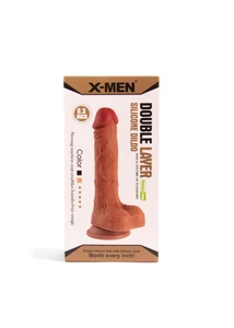 X-men 21 cm-es double layer szilikon barna dildó