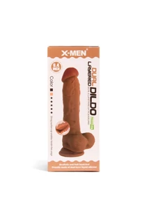 Valósághű pénisz X-men 21 cm-es dual layered barna dildó
