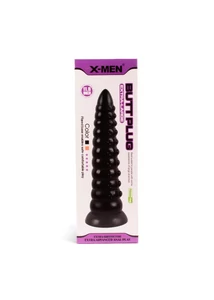 Bordázott hatalmas fenékdugó X-men 29 cm butt plug fekete