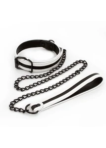 Nyakörv fém pórázzal Glo bondage collar and leash - green