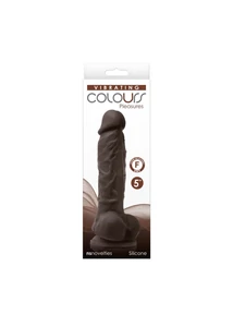 Tapadótalpas vibrátor Colours  vibrating 5" dildo - dark brown