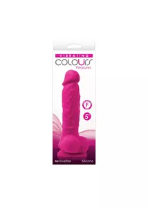 Tapadótalpas vibrátor Colours vibrating 5" dildo - pink