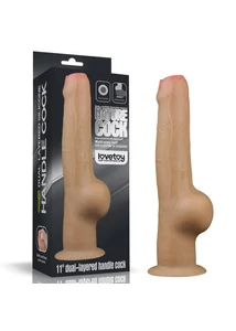 Realisztikus kétrétegű szilikon herés dildó markolattal 16 cm  - 11'' Handle Cock