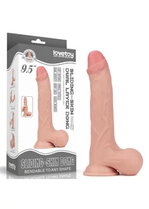 Tapadótalpas dildó 9.5 sliding skin dual layer dong whole testicle 24 cm