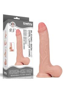 Tapadótalpas dildó 9.5 sliding skin dual layer dong whole testicle 24 cm