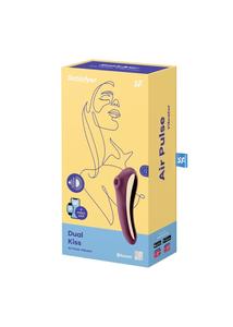 Léghullámos csiklóizgató vibrátoros Dual kiss wine red 19 cm