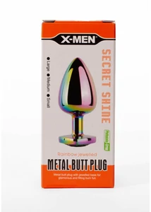 X-men köves fém análplug nagy - secret shine metal butt plug rainbowheart l
