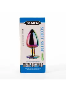 X-men köves fém análplug nagy - secret shine metal butt plug rainbow L