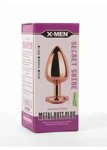 X-men fém anál plug nagy - secret shine metal butt plug rose gold heart l