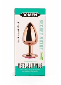 X-men fém análdugó nagy - secret shade metal butt plug rose l