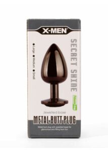 X-men fekete köves, fém análplug - secret shine metal butt plug gun colour l