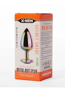 X-men köves fém análplug közepes - secret shine metal butt plug rainbowheart M