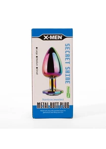 Köves fém análplug közepes - X-men secret shine metal butt plug rainbow m