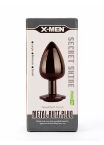 X-men fekete köves, fém análplug kicsi - secret shine metal butt plug gun colour s