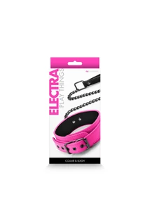Rózsaszín nyakörv és láncos póráz Electra - Collar & Leash - Pink