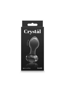 Üveg anális dugó Crystal gem butt plug - fekete