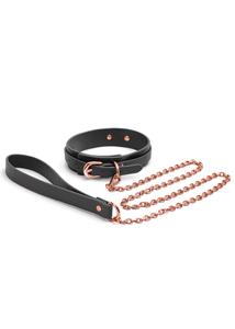 Bondage couture fekete és rose gold nyakörv és póráz