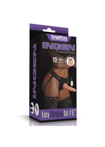 Felcsatolható vibrációs világos dildó hámmal 19 cm - Vibrating easy strapon set 7.5