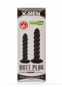 Anális dildó csavart fekete butt plug silicone m X-men 9.45
