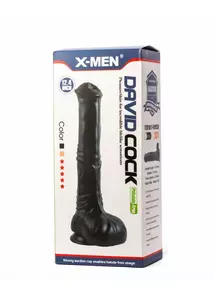 Nagy méretű dildó X-men david 12.4 cock black 31,5 cm